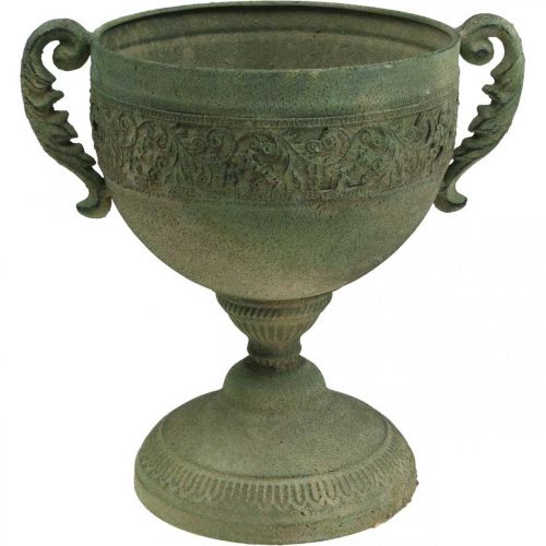 Macetero Vintage Cup Metal Rústico Cáliz con Asas Al.26cm Ø19cm