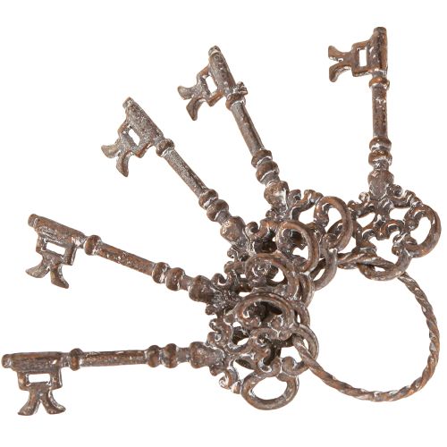 Artículo Llavero vintage con decoración de llaves de metal oxidado de 20,5 cm de alto.