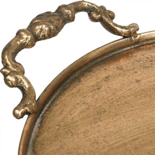 Floristik24 Bandeja vintage, bandeja decorativa dorada, bandeja para velas H2cm Ø25/21cm juego de 2