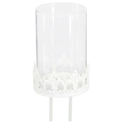 Floristik24 Portavelas vintage para enchufar en blanco Ø5,5cm H8cm 4ud