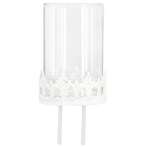 Floristik24 Portavelas vintage para enchufar en blanco Ø5,5cm H8cm 4ud