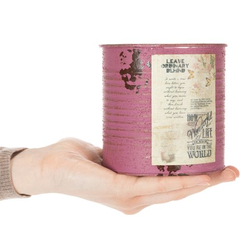 Artículo Macetero decorativo vintage de metal morado para decoración veraniega Ø11cm H10.5cm