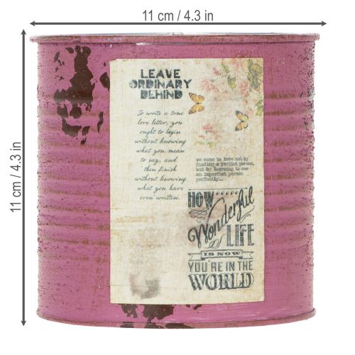 Macetero decorativo vintage de metal morado para decoración veraniega Ø11cm H10.5cm | Floristik24.es