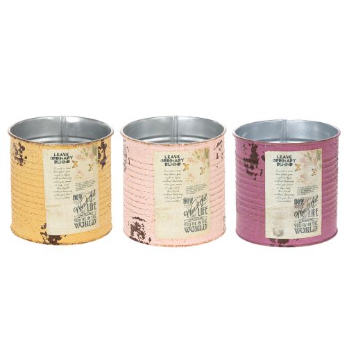 Artículo Maceta/lata de estilo vintage con letras para decoración de interiores, 11 cm, 3 piezas