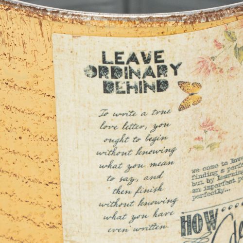 Artículo Maceta/lata de estilo vintage con letras para decoración de interiores, 11 cm, 3 piezas