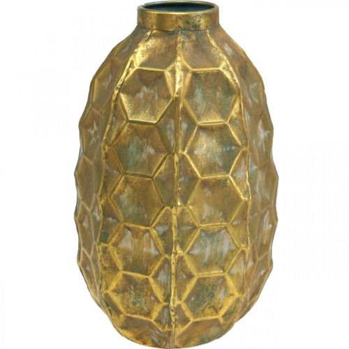 Florero vintage florero dorado efecto panal Ø23cm H39cm