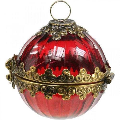 Floristik24 Bola de Navidad vintage para abrir vidrio rojo dorado Ø8cm juego de 2