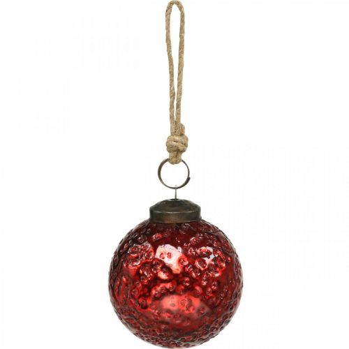 Floristik24 Bolas de navidad vintage bolas de árbol de navidad de cristal rojo Ø8cm 4pcs