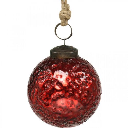 Artículo Bolas de navidad vintage bolas de árbol de navidad de cristal rojo Ø8cm 4pcs