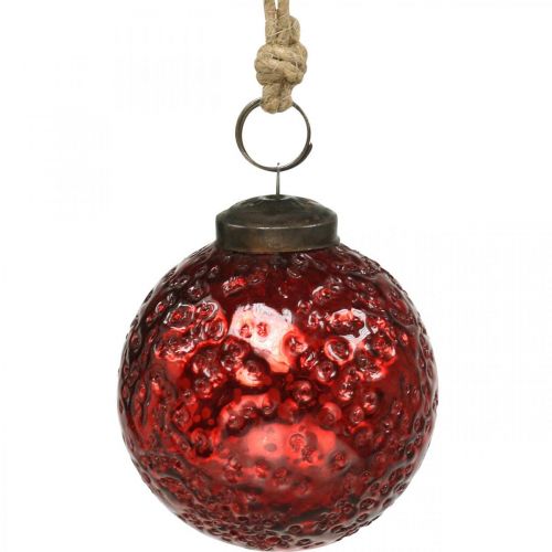 Floristik24 Bolas de navidad vintage bolas de árbol de navidad de cristal rojo Ø8cm 4pcs
