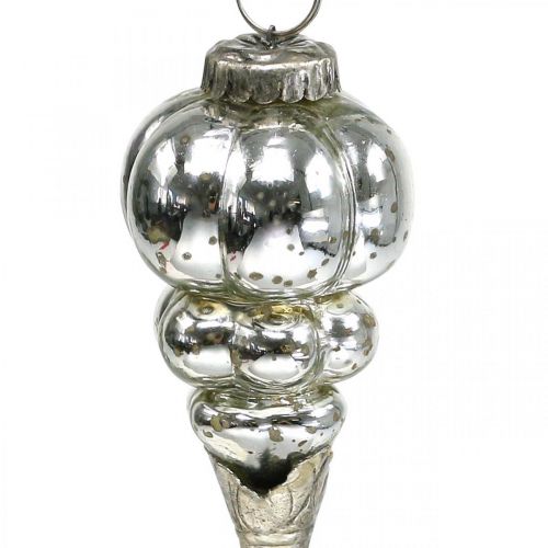 Floristik24 Colgante navideño vintage gotas de cristal plata 20cm 3pcs
