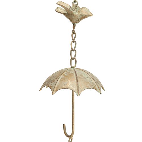 Artículo Carillón de viento vintage de metal con decoración de paraguas y campana de 70 cm