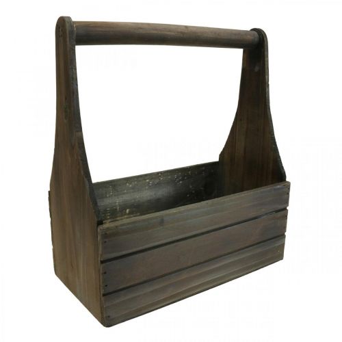 Floristik24 Jardinera de madera vintage con jardinera marrón 28×14×31cm