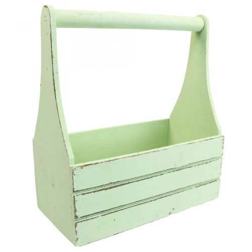 Jardinera de madera vintage macetero verde 28×14×31cm