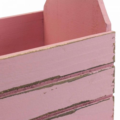 Artículo Caja de flores vintage macetero de madera rosa 28×14×31cm