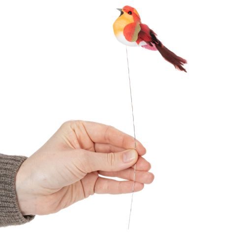 Artículo Pájaro artificial con alambre para manualidades, decoración colorida para cualquier época del año, 8 cm, 12 piezas