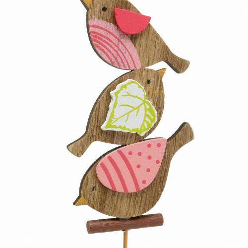 Artículo Pájaros de decoración de primavera con palo de madera clasificados H10.5cm 12pcs