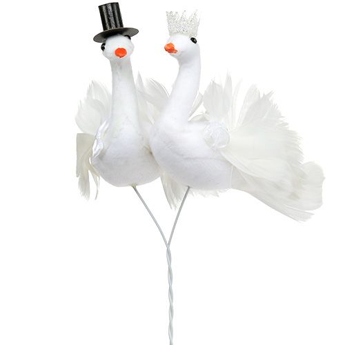Floristik24 Pájaro recién casados blanco 38cm