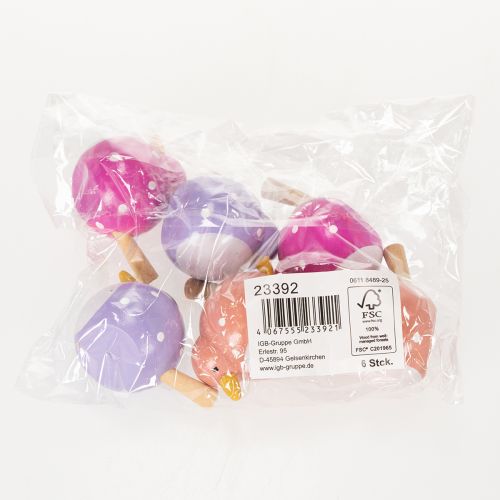 Artículo Figura decorativa de pájaro, diseño lindo y colorido para el salón, 6cm, 6 piezas