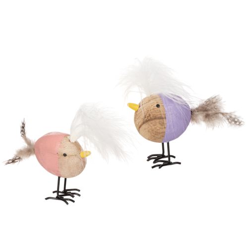 Floristik24 Pájaro decorativo de madera con plumas y cuerpo colorido para decoración de mesa, 10cm, 6 piezas