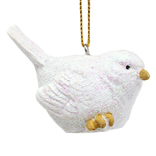 Floristik24 Pájaro blanco con mica 5cm 3pcs