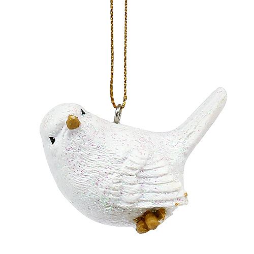 Floristik24 Pájaro blanco con mica 5cm 3pcs