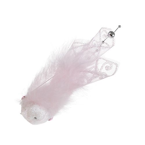 Floristik24 Pájaro en clip 14cm rosa, mica 2 piezas