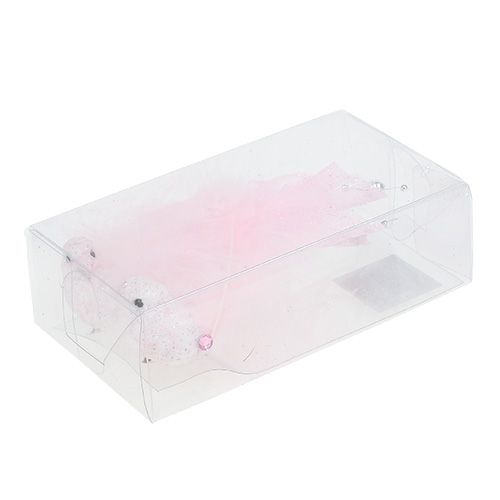 Floristik24 Pájaro en clip 14cm rosa, mica 2 piezas