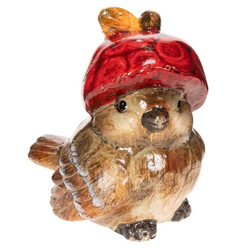Figura decorativa de pájaro con gorro de manzana roja, decoración otoñal, 13 cm. comprar | Floristik24.es