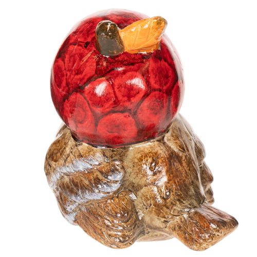 Figura decorativa de pájaro con gorro de manzana roja, decoración otoñal, 13 cm. | Floristik24.es