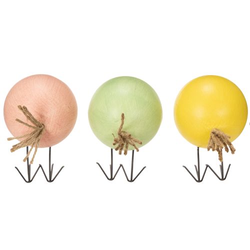 Artículo Figuras decorativas de pollito con diseño redondo para acentos ligeros y divertidos, 9,5 cm, 3 piezas