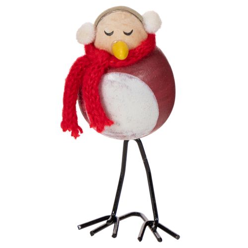 Figura decorativa de pájaro con bufanda, decoración de invierno, 11 cm, 4 piezas | Floristik24.es
