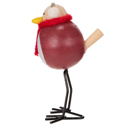 Figura decorativa de pájaro con bufanda, decoración de invierno, 11 cm, 4 piezas | Floristik24.es