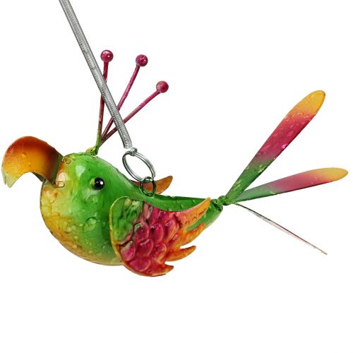 Artículo Pájaro para colgar verde, rosa, naranja 18,5cm