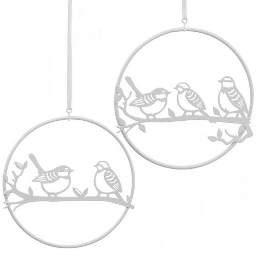 Floristik24 Bird deco decoración ventana primavera, metal blanco Ø12cm 4pcs