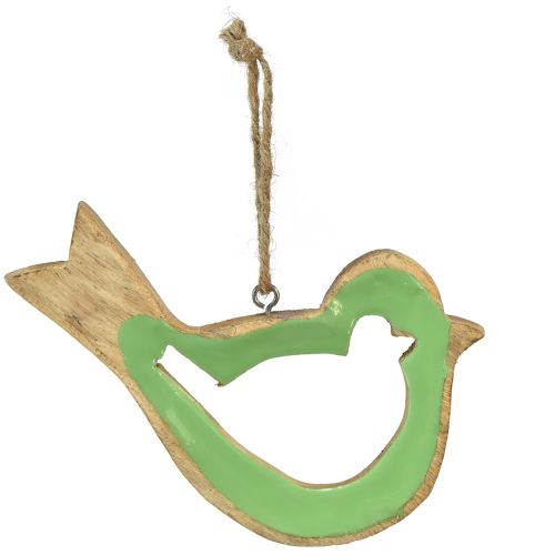 Floristik24 Decoración de pájaros colgador decorativo de madera verde natural 15,5x1,5x16cm