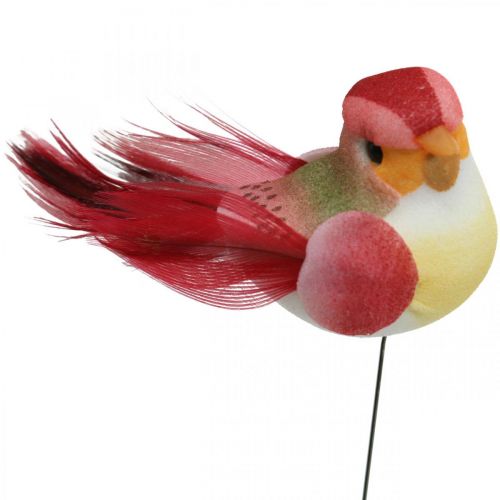 Floristik24 Primavera, pájaro en un alambre, tapones de flores de colores Al 2,5 cm 24 piezas