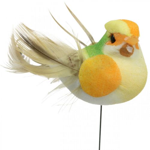 Floristik24 Primavera, pájaro en un alambre, tapones de flores de colores Al 2,5 cm 24 piezas