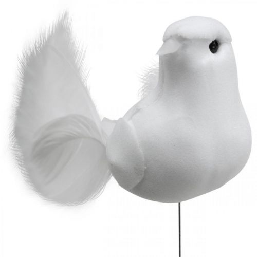 Floristik24 Decoración de boda, palomas en alambre, palomas de boda blancas H4.5cm 12pcs