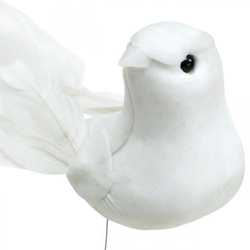 Artículo Palomas blancas, boda, palomas decorativas, pájaros en alambre H6cm 6pcs