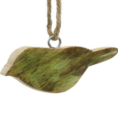 Floristik24 Pájaros para colgar, decoración primaveral, percha de madera natural, verde Al.4cm 6 piezas