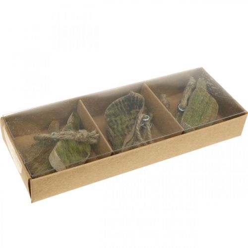Floristik24 Pájaros para colgar, decoración primaveral, percha de madera natural, verde Al.4cm 6 piezas
