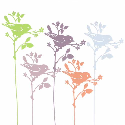 Floristik24 Pájaro con palo de metal surtido multicolor Al12cm 10ud