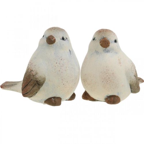Pájaros de cerámica, primavera, pájaros decorativos blanco, marrón Al. 7/7,5 cm 6 uds.