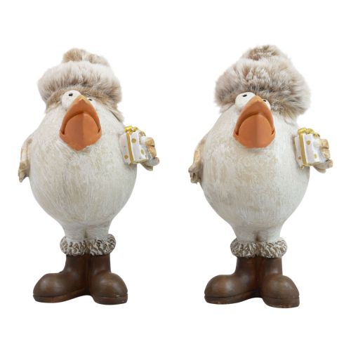 Artículo Figuras navideñas pájaro con sombrero beige 11,5x8x14cm 2ud