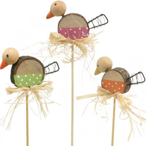 Artículo Tapón de madera con forma de pájaro para decoración de primavera, 8 cm, 12 unidades