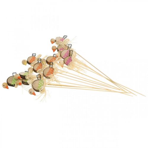 Artículo Tapón de madera con forma de pájaro para decoración de primavera, 8 cm, 12 unidades