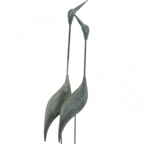 Floristik24 Pareja de pájaros, decoración de metal, aves acuáticas Plata, blanco lavado Al. 74 cm