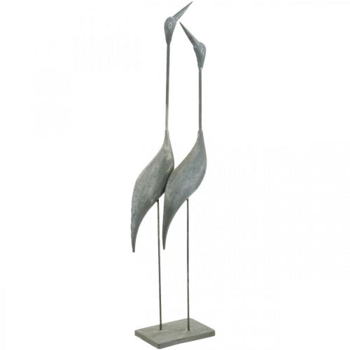 Floristik24 Pareja de pájaros, decoración de metal, aves acuáticas Plata, blanco lavado Al. 74 cm