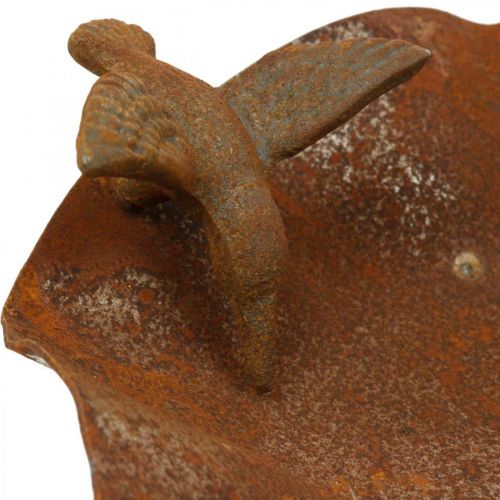 Floristik24 Bañera para pájaros decorativa, comedero de acero inoxidable, bañera para pájaros antigua Ø28cm H74cm